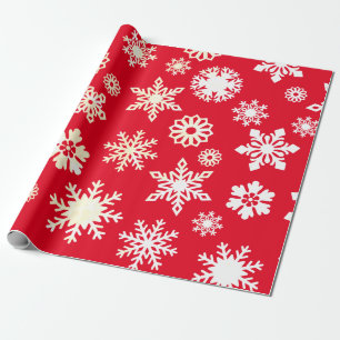 Christmas Holiday Snowflakes Pattern Red Wrapping Paper