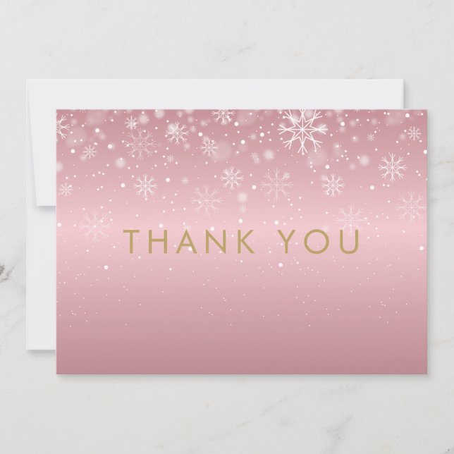 Christmas Holiday Snowflakes Rose Gold Thank You (Front)