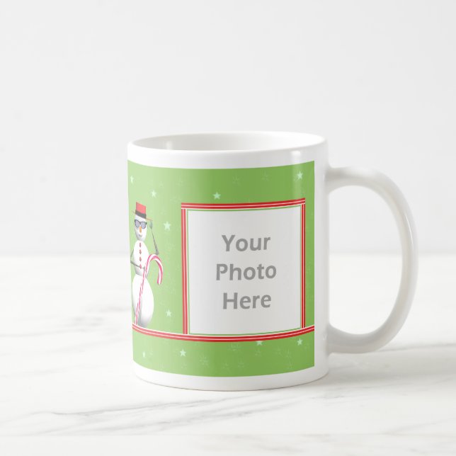Christmas Holiday Snowman 2-Photo Frame Coffee Mug (Right)