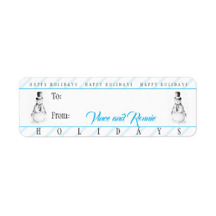 Christmas Holiday Snowman Gift Tag Label Sheet