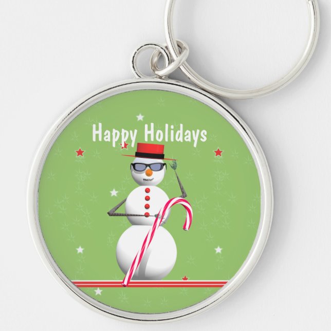 Christmas Holiday Snowman Key Ring (Front)