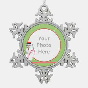 Christmas Holiday Snowman Snowflake Pewter Christmas Ornament