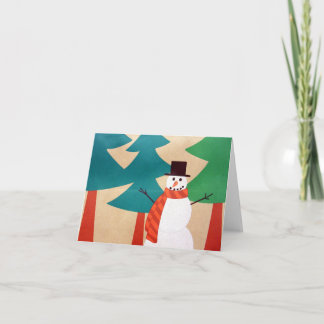 Christmas Holiday Snowman & Trees Card