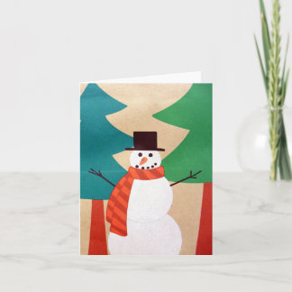 Christmas Holiday Snowman & Trees Card