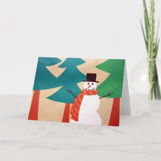 Christmas Holiday Snowman & Trees Card