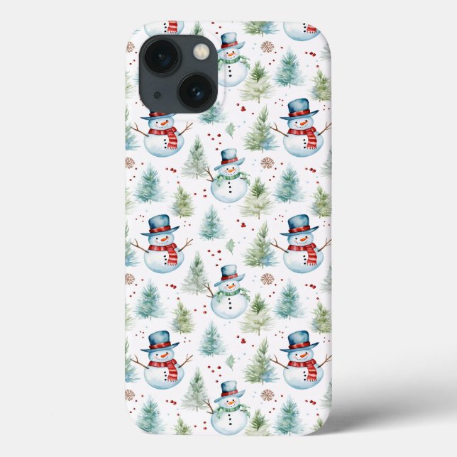 Christmas Holiday Snowmen Seamless Pattern Case-Mate iPhone Case (Back)