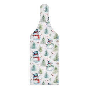 Christmas Holiday Snowmen Seamless Pattern Cutting Board