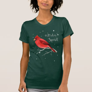 Christmas Holiday Snowy Red Cardinal Bird women's T-Shirt