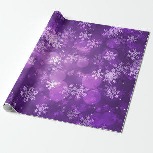Christmas Holiday Sparkles & Snowflakes Purple Wrapping Paper