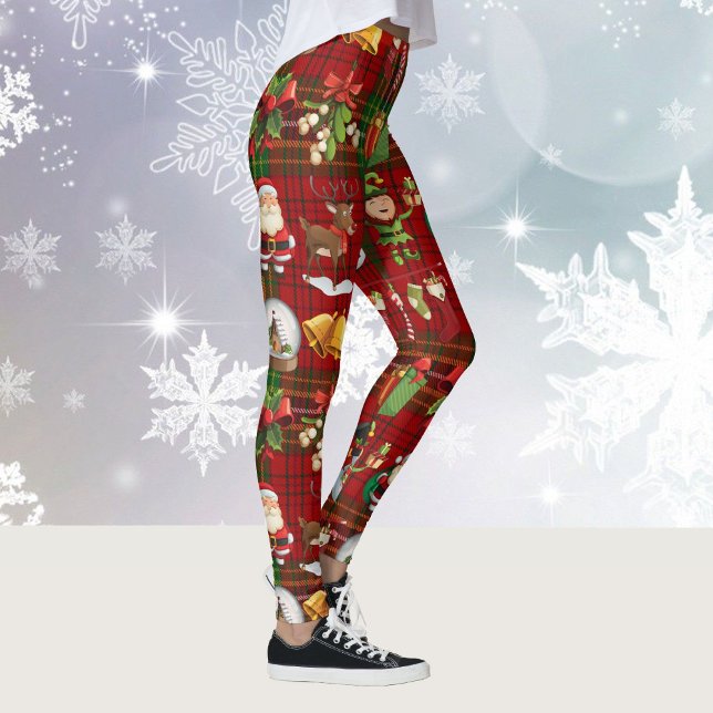 Christmas Holiday Spirit Red & Green Plaid Leggings (Creator Uploaded)
