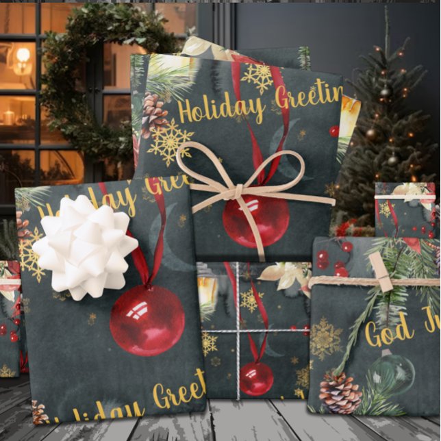 Christmas Holiday Splendour Edit The Greeting Wrapping Paper Sheet (Creator Uploaded)