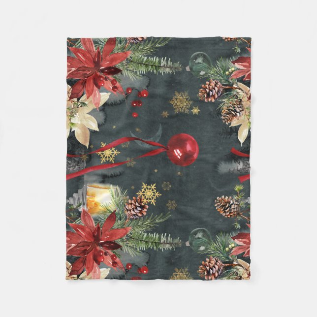 Christmas Holiday Splendour Fleece Blanket (Front)