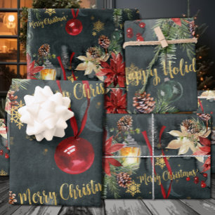 Christmas Holiday Splendour Glossy Wrapping Paper Sheet