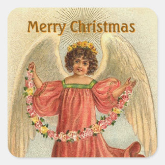 Christmas Holiday Stickers with Vintage Angel