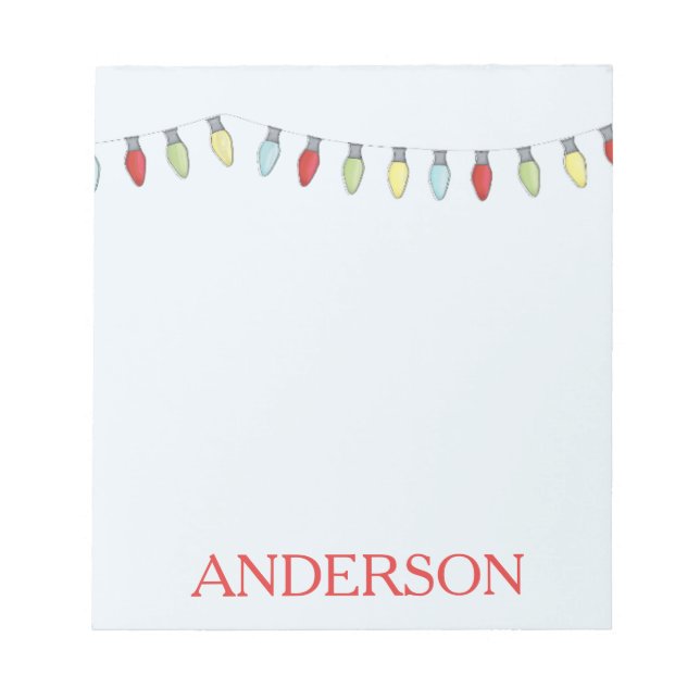 Christmas Holiday String lights Cute Whimsical Fun Notepad (Front)