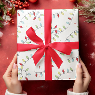Christmas Holiday String Lights Festive Colourful Wrapping Paper