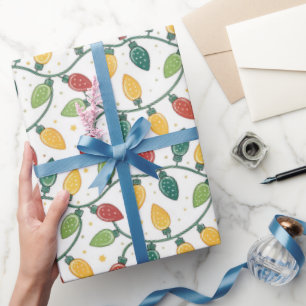 Christmas Holiday String Lights Pattern Wrapping Paper