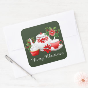 Christmas Holiday tea add message Square Sticker