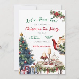 Christmas Holiday Tea Party Birthday Invitation