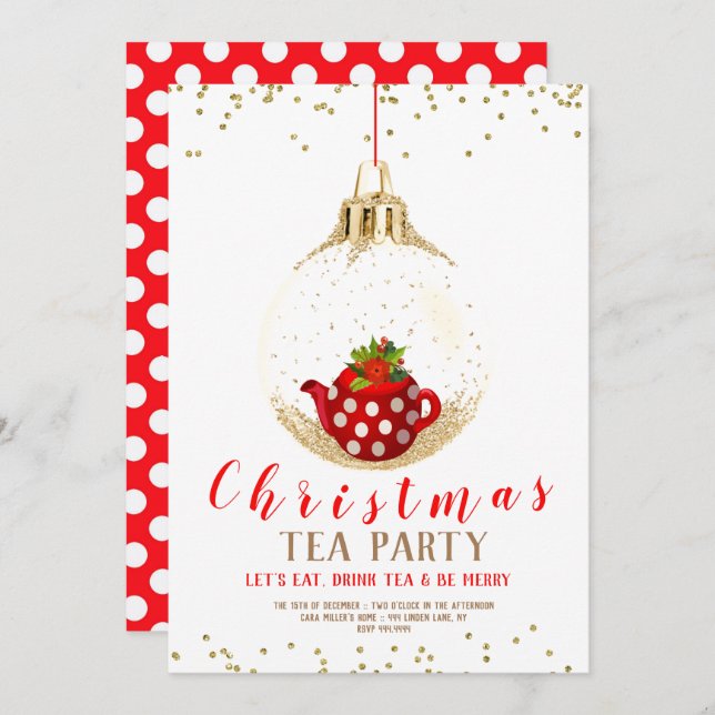 Christmas Holiday Tea Party Invitation (Front/Back)