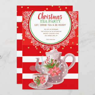 Christmas Holiday Tea Party Invitations