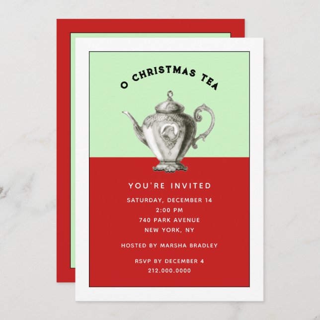 Christmas Holiday Tea Party Invitations (Front/Back)
