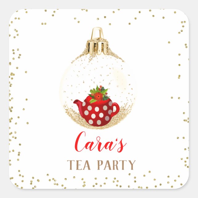Christmas Holiday Tea Party Stickers (Front)