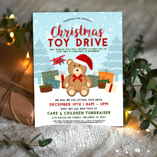 Christmas Holiday Teddy Bear Toy Drive Fundraiser  Flyer