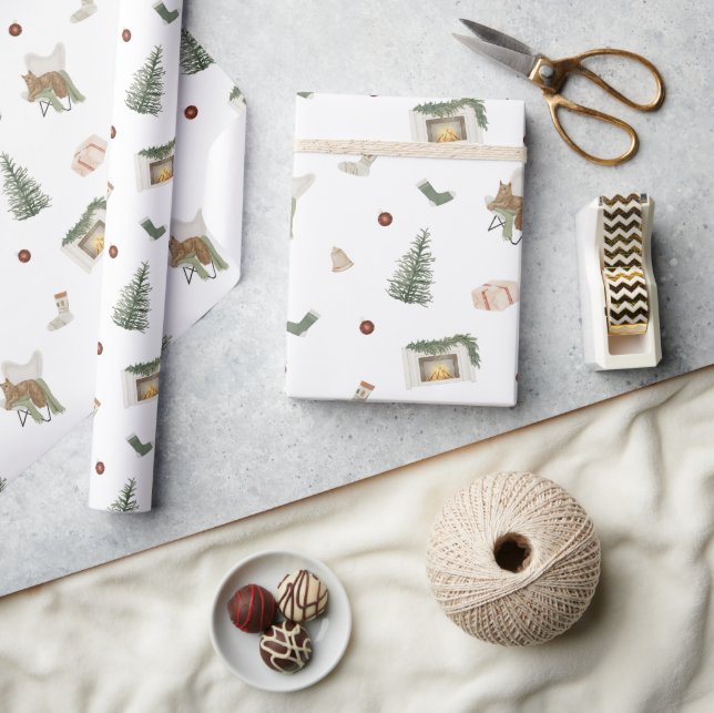 Christmas Holiday Theme Neutral Pine Gift Wrapping Paper (Crafts)
