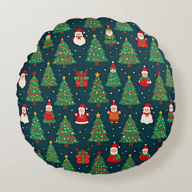 Christmas Holiday Theme Round Cushion (Front)