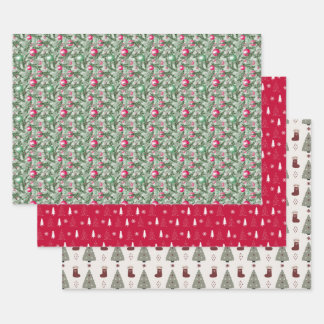 Christmas Holiday Three Pack  Wrapping Paper Sheet