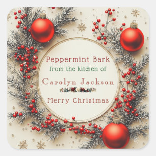 Christmas Holiday Treats Cookies Candy Square Sticker