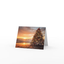 Christmas Holiday Tree on the Beach at Sunrise
