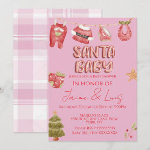 Christmas Holiday Tree Santa Baby Shower   Invitation