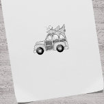 Christmas Holiday Tree Whimsical Winter Car  Rubber Stamp<br><div class="desc">The wood-sided car heading home from the Christmas tree lot. This design features a Christmas holiday festive cute car, a Christmas pine tree family car, whimsical cute simple minimalist, winter holiday tree farm auto, automobile trendy stylish cartoon, holiday Christmas winter illustration, fun cute funny adorable, simplistic basic craft card making,...</div>