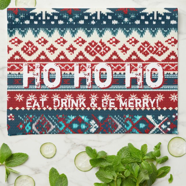 Christmas Holiday Ugly Sweater Party Tea Towel (Folded)