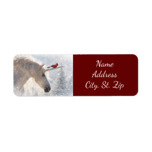 Christmas Holiday Unicorn Cardinal Return Address Return Address Label