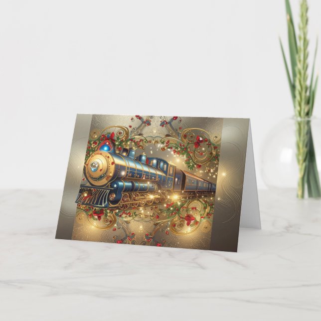 Christmas Holiday Victorian Elegant Steam Train  Card (Front)