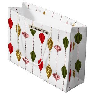 Christmas Holiday Vintage Modern Glam Ornaments Large Gift Bag