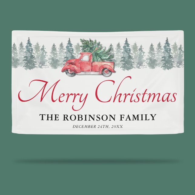 Christmas Holiday Vintage Red Truck Banner (Creator Uploaded)