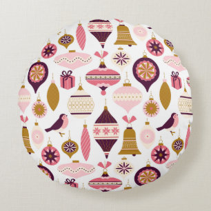 Christmas Holiday Vintage Retro Decorations Bauble Round Cushion