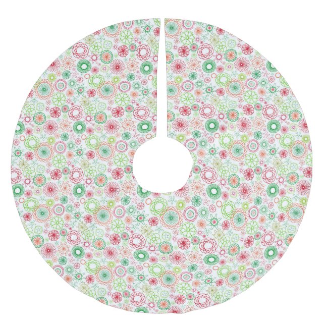 Christmas Holiday vintage spirals Brushed Polyester Tree Skirt (Front)