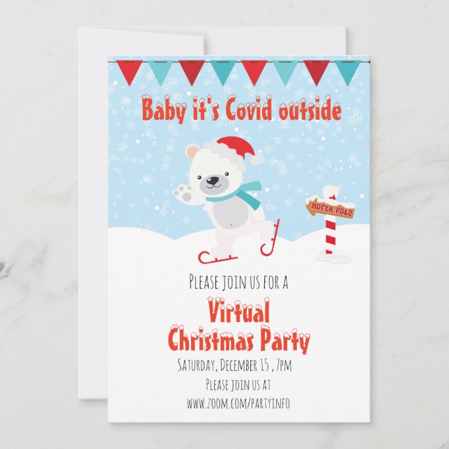 Christmas Holiday Virtual Baby its Covid Outside Invitation (Front)