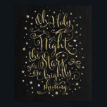 Christmas Holiday Wall Art Faux Gold Calligraphy<br><div class="desc">OH HOLY NIGHT THE STARS ARE BRIGHTLY SHINING
Beautiful Christmas wall art in chalkboard style featuring faux gold lettering and glitter stars</div>