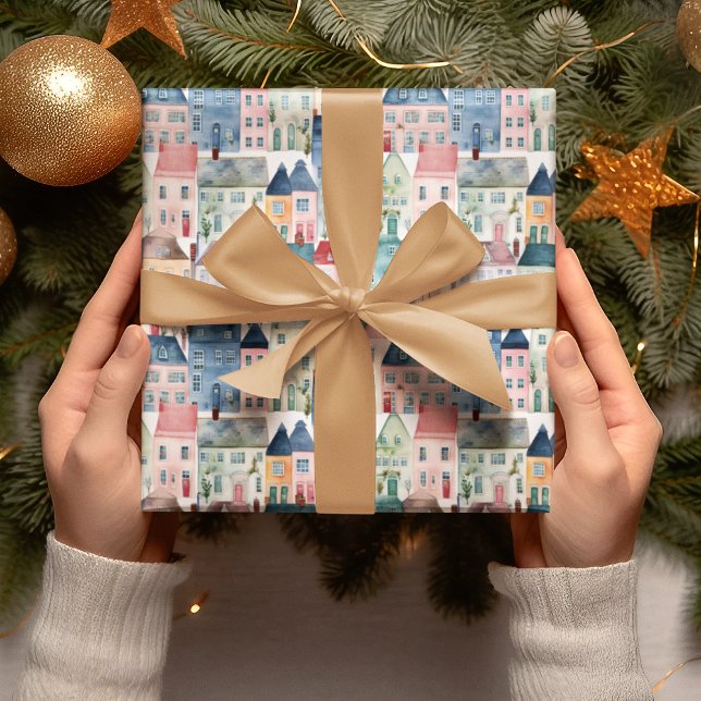 Christmas holiday Watercolor Colourful  Wrapping Paper Sheet (Creator Uploaded)