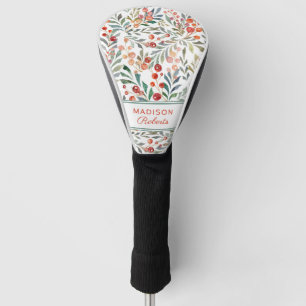 Christmas Holiday Watercolor Floral Personalised Golf Head Cover