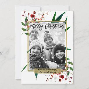 Christmas Holiday Watercolor Modern Floral Photo