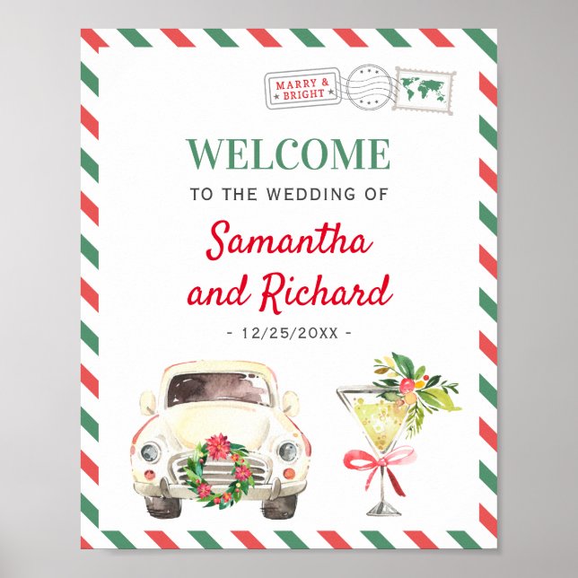 Christmas Holiday Wedding Engagement Welcome Party Poster (Front)