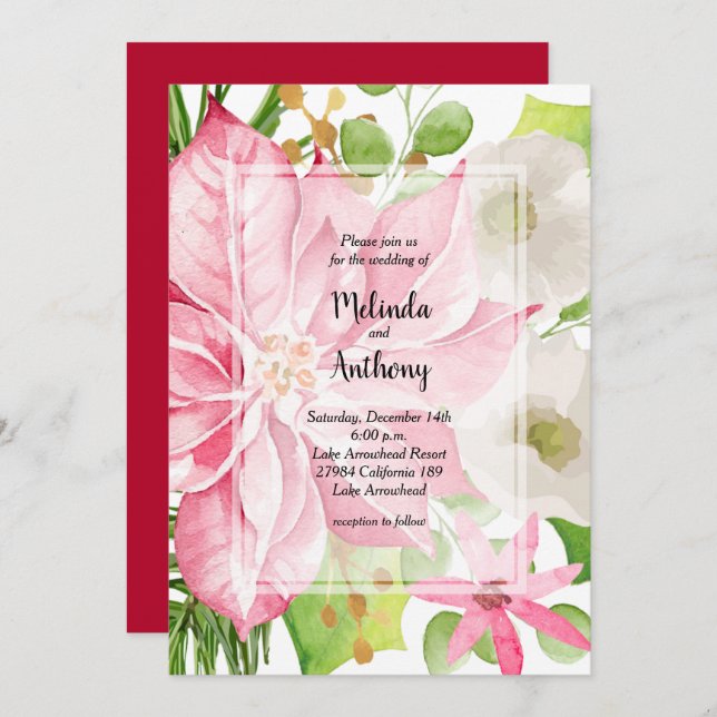 Christmas Holiday Wedding Floral Invitation (Front/Back)