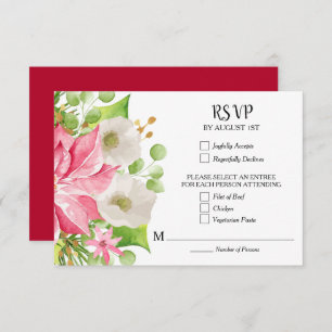 Christmas Holiday Wedding Floral RSVP Card